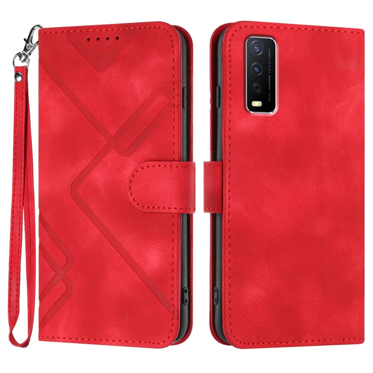 For vivo Y20a/Y20g/Y12a Line Pattern Skin Feel Leather Phone Case(Red) - free shipping - PMC TechLife - Order now!