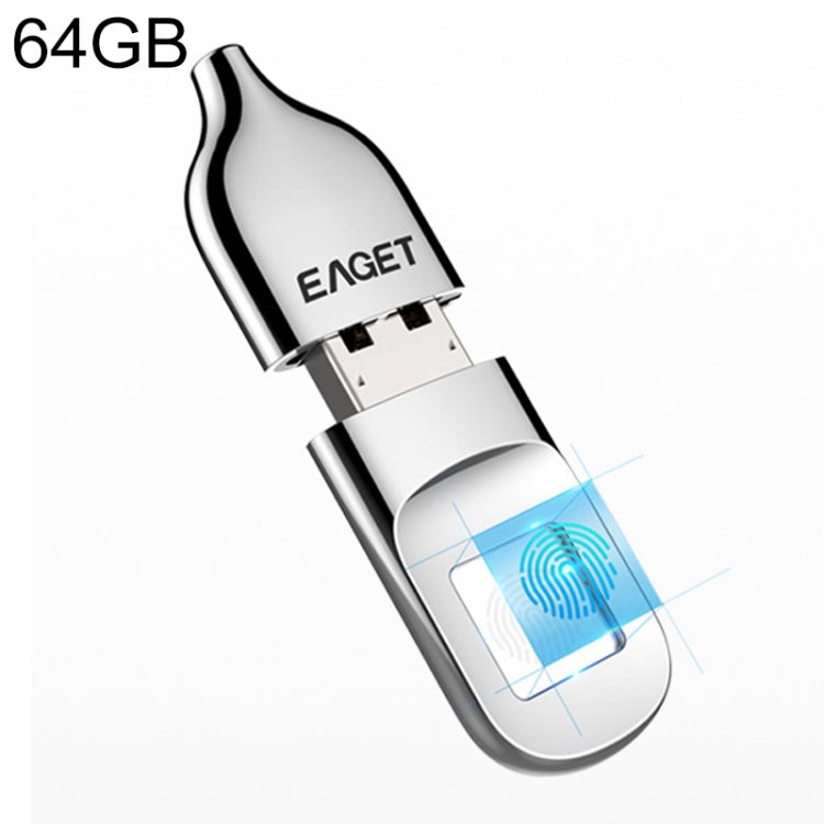 EAGET FU5 64G USB 2.0 Interface Metal Flash U Disk with Fingerprint Identification - free shipping - PMC Jewellery - Order now!