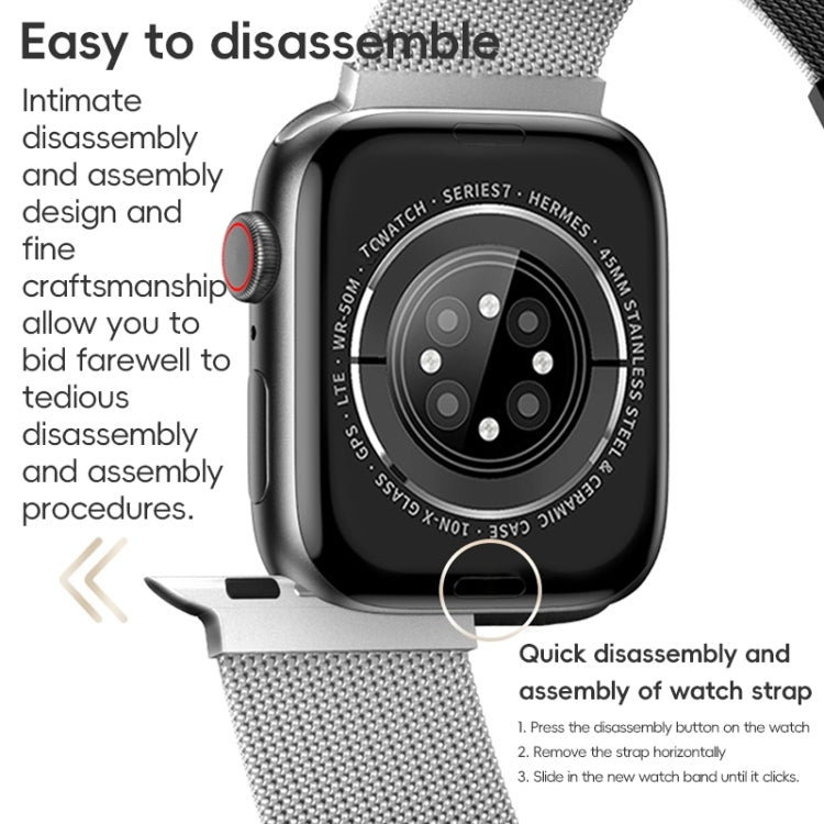 For Apple Watch Series 8 45mm ZGA Milanese Magnetic Metal Watch Band(Black) - Watch Bands by ZGA | Online Shopping South Africa | PMC TechLife | Buy Now Pay Later Mobicred