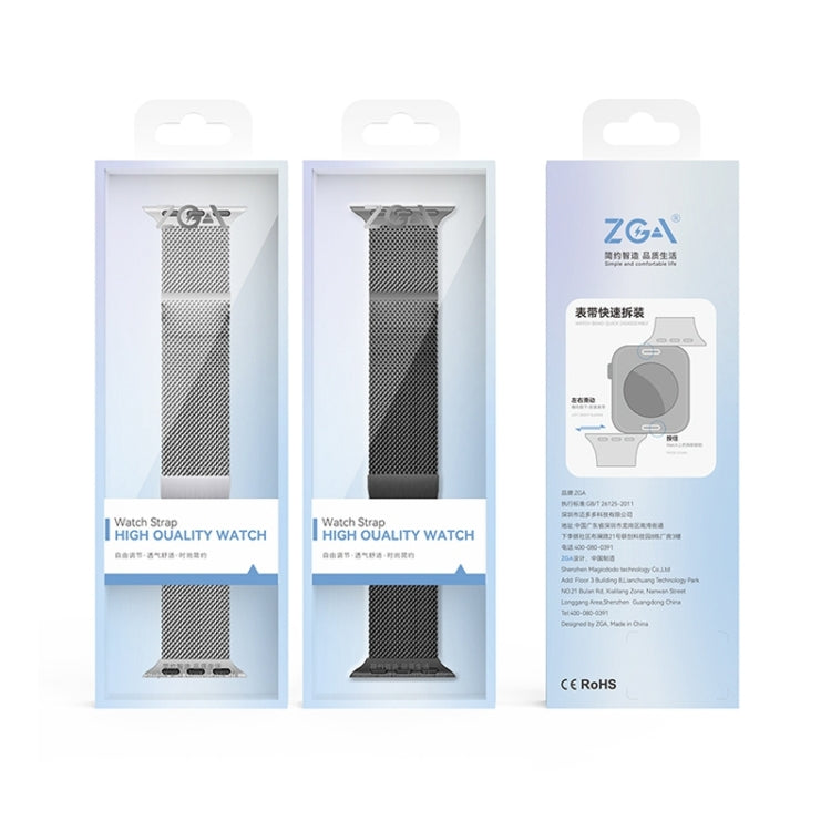 For Apple Watch Series 9 45mm ZGA Milanese Magnetic Metal Watch Band(Black) - Watch Bands by ZGA | Online Shopping South Africa | PMC TechLife | Buy Now Pay Later Mobicred