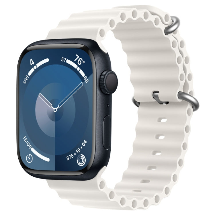 For Apple Watch Series 9 45mm ZGA Ocean Silicone Watch Band(White) - Watch Bands by ZGA | Online Shopping South Africa | PMC TechLife | Buy Now Pay Later Mobicred