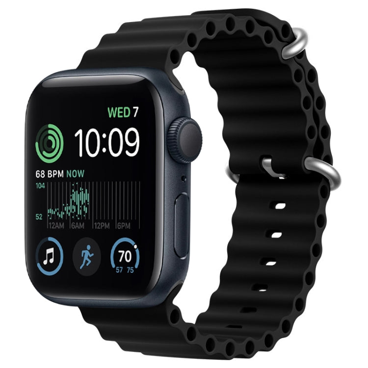 For Apple Watch SE 2022 44mm ZGA Ocean Silicone Watch Band(Black) - Watch Bands by ZGA | Online Shopping South Africa | PMC TechLife | Buy Now Pay Later Mobicred