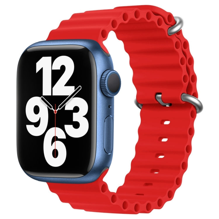 For Apple Watch Series 7 45mm ZGA Ocean Silicone Watch Band(Red) - Watch Bands by ZGA | Online Shopping South Africa | PMC TechLife | Buy Now Pay Later Mobicred
