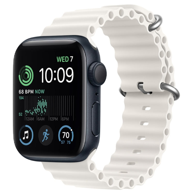 For Apple Watch SE 44mm ZGA Ocean Silicone Watch Band(White) - Watch Bands by ZGA | Online Shopping South Africa | PMC TechLife | Buy Now Pay Later Mobicred