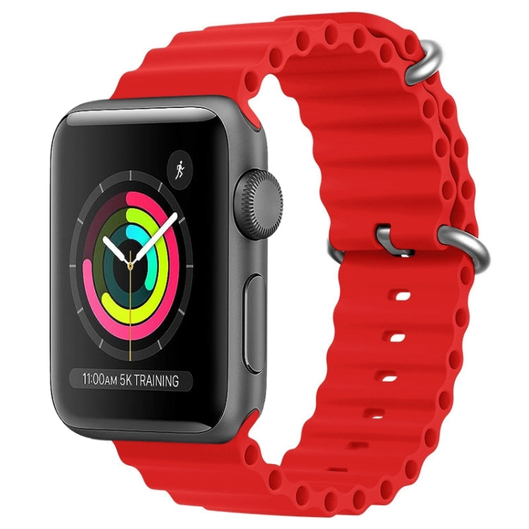 For Apple Watch Series 3 42mm ZGA Ocean Silicone Watch Band(Red) - Watch Bands by ZGA | Online Shopping South Africa | PMC TechLife | Buy Now Pay Later Mobicred