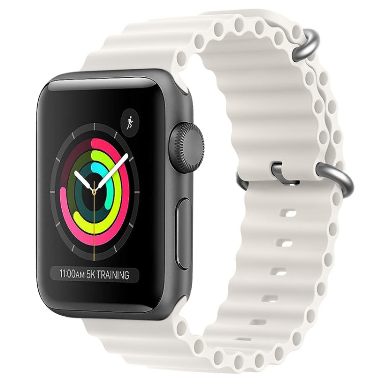 For Apple Watch 42mm ZGA Ocean Silicone Watch Band(White) - Watch Bands by ZGA | Online Shopping South Africa | PMC TechLife | Buy Now Pay Later Mobicred