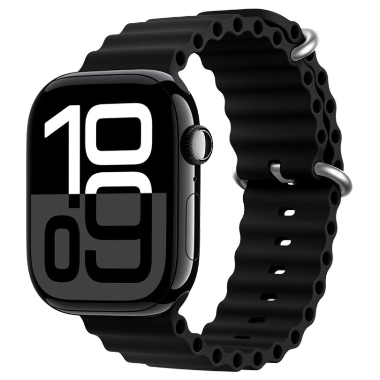 For Apple Watch Series 10 46mm ZGA Ocean Silicone Watch Band(Black) - Watch Bands by ZGA | Online Shopping South Africa | PMC TechLife | Buy Now Pay Later Mobicred