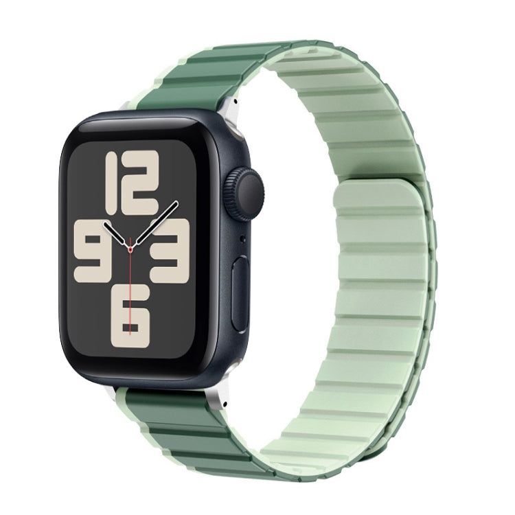 For Apple Watch SE 2023 44mm ZGA Two Color Magnetic Silicone Watch Band(Dark Green+Light Green) - Watch Bands by ZGA | Online Shopping South Africa | PMC TechLife | Buy Now Pay Later Mobicred