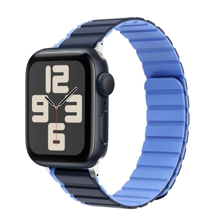 For Apple Watch SE 2023 44mm ZGA Two Color Magnetic Silicone Watch Band(Dark Blue+Light Blue) - free shipping - PMC TechLife - Order now!