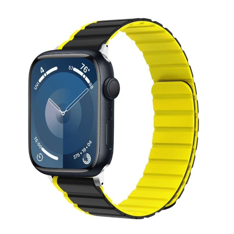 For Apple Watch Series 9 45mm ZGA Two Color Magnetic Silicone Watch Band(Grey+Yellow) - Watch Bands by ZGA | Online Shopping South Africa | PMC TechLife | Buy Now Pay Later Mobicred