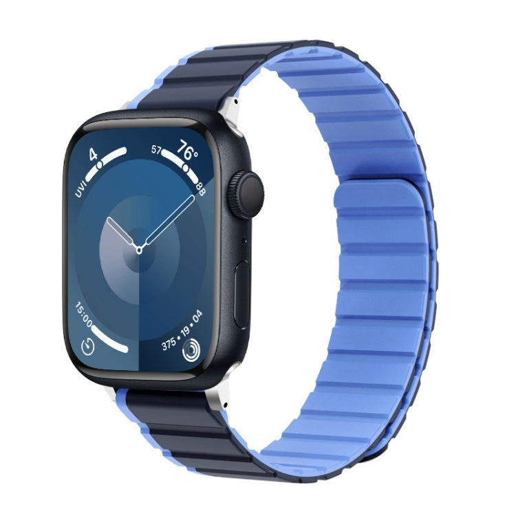 For Apple Watch Series 9 45mm ZGA Two Color Magnetic Silicone Watch Band(Dark Blue+Light Blue) - Watch Bands by ZGA | Online Shopping South Africa | PMC TechLife | Buy Now Pay Later Mobicred