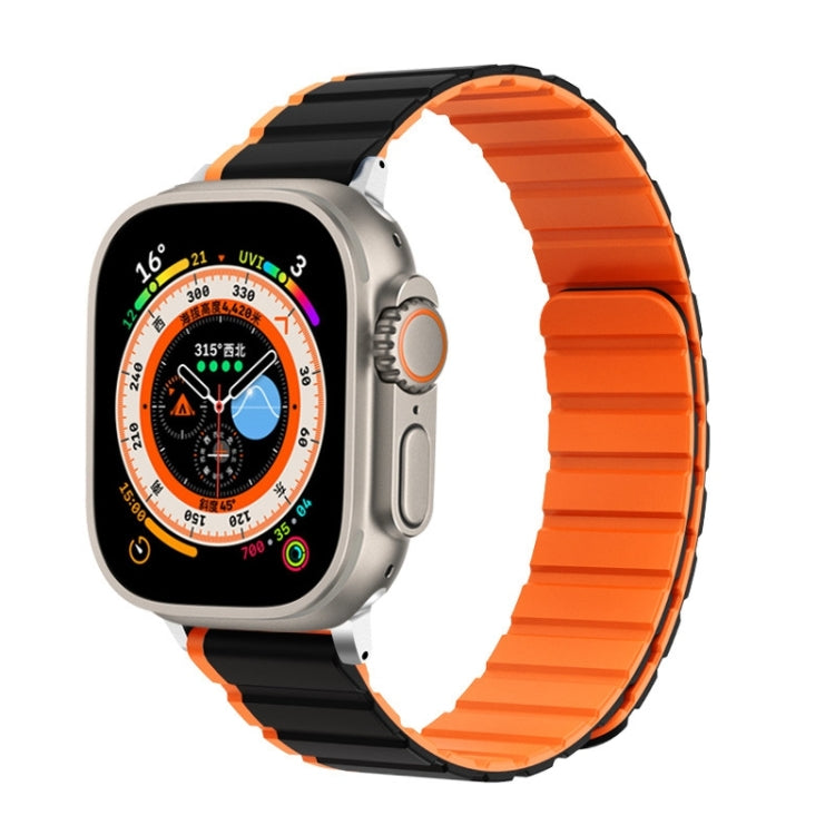 For Apple Watch Ultra 49mm ZGA Two Color Magnetic Silicone Watch Band(Black+Orange) - Watch Bands by ZGA | Online Shopping South Africa | PMC TechLife | Buy Now Pay Later Mobicred