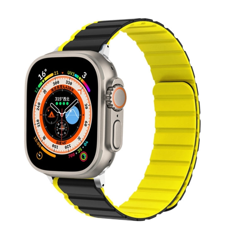 For Apple Watch Ultra 49mm ZGA Two Color Magnetic Silicone Watch Band(Grey+Yellow) - Watch Bands by ZGA | Online Shopping South Africa | PMC TechLife | Buy Now Pay Later Mobicred