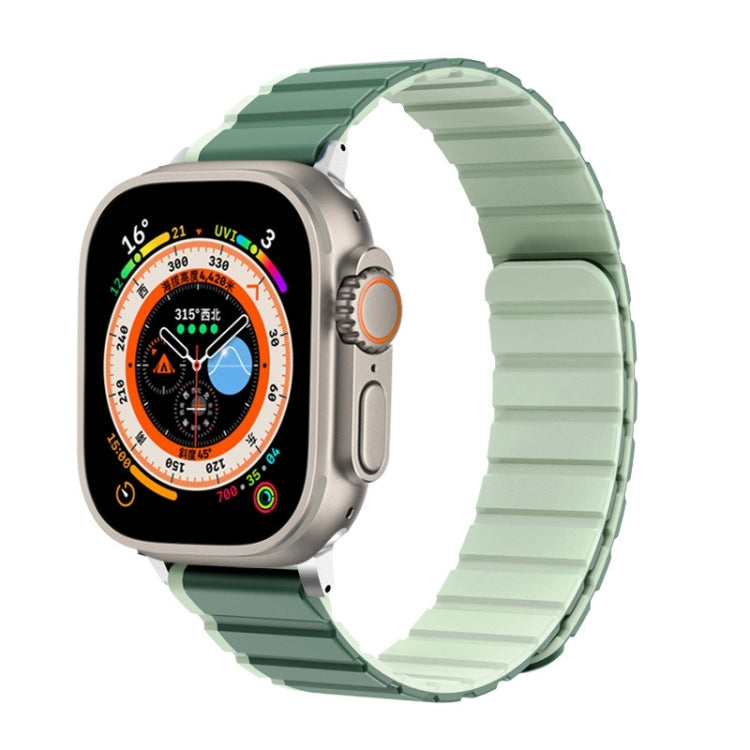 For Apple Watch Ultra 49mm ZGA Two Color Magnetic Silicone Watch Band(Dark Green+Light Green) - Watch Bands by ZGA | Online Shopping South Africa | PMC TechLife | Buy Now Pay Later Mobicred