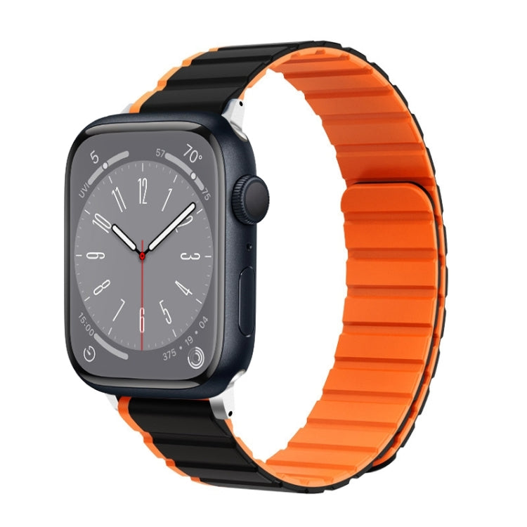 For Apple Watch Series 8 45mm ZGA Two Color Magnetic Silicone Watch Band(Black+Orange) - Watch Bands by ZGA | Online Shopping South Africa | PMC TechLife | Buy Now Pay Later Mobicred