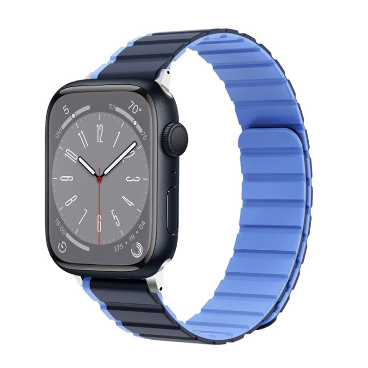 For Apple Watch Series 8 45mm ZGA Two Color Magnetic Silicone Watch Band(Dark Blue+Light Blue) - free shipping - PMC TechLife - Order now!