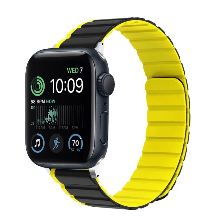 For Apple Watch SE 2022 44mm ZGA Two Color Magnetic Silicone Watch Band(Grey+Yellow) - Watch Bands by ZGA | Online Shopping South Africa | PMC TechLife | Buy Now Pay Later Mobicred