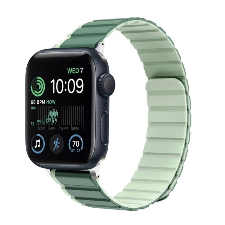 For Apple Watch SE 2022 44mm ZGA Two Color Magnetic Silicone Watch Band(Dark Green+Light Green) - Watch Bands by ZGA | Online Shopping South Africa | PMC TechLife | Buy Now Pay Later Mobicred