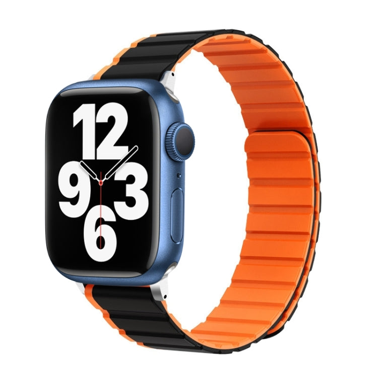 For Apple Watch Series 7 45mm ZGA Two Color Magnetic Silicone Watch Band(Black+Orange) - Watch Bands by ZGA | Online Shopping South Africa | PMC TechLife | Buy Now Pay Later Mobicred