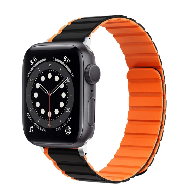 For Apple Watch Series 6 44mm ZGA Two Color Magnetic Silicone Watch Band(Black+Orange) - Watch Bands by ZGA | Online Shopping South Africa | PMC TechLife | Buy Now Pay Later Mobicred