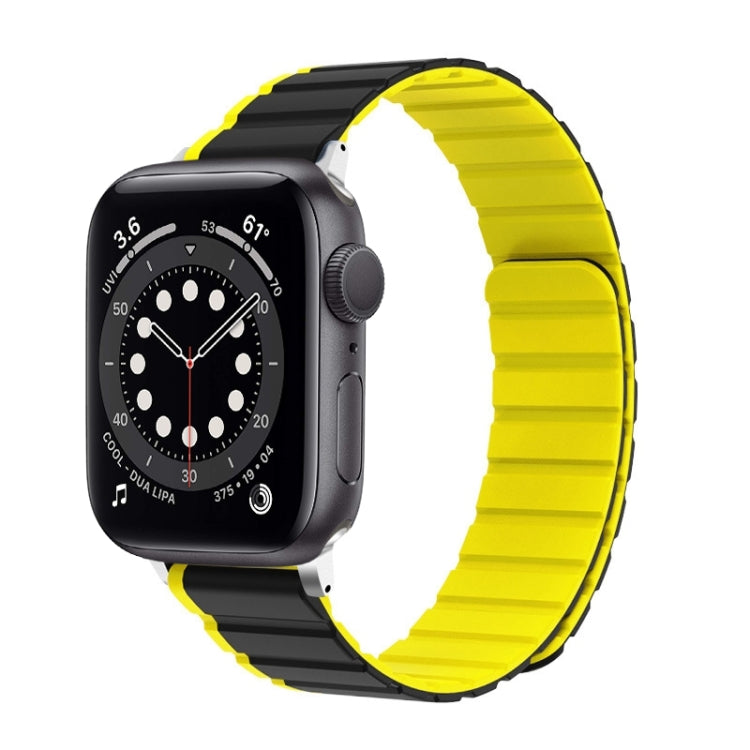For Apple Watch Series 6 44mm ZGA Two Color Magnetic Silicone Watch Band(Grey+Yellow) - Watch Bands by ZGA | Online Shopping South Africa | PMC TechLife | Buy Now Pay Later Mobicred