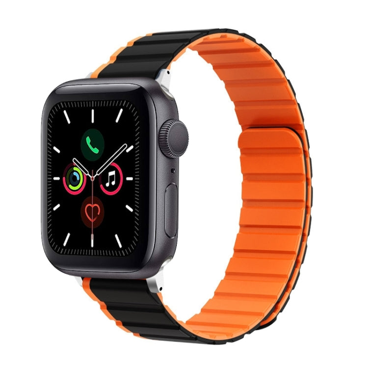 For Apple Watch Series 5 44mm ZGA Two Color Magnetic Silicone Watch Band(Black+Orange) - Watch Bands by ZGA | Online Shopping South Africa | PMC TechLife | Buy Now Pay Later Mobicred