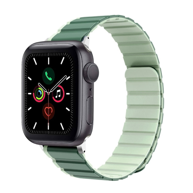 For Apple Watch Series 5 44mm ZGA Two Color Magnetic Silicone Watch Band(Dark Green+Light Green) - Watch Bands by ZGA | Online Shopping South Africa | PMC TechLife | Buy Now Pay Later Mobicred