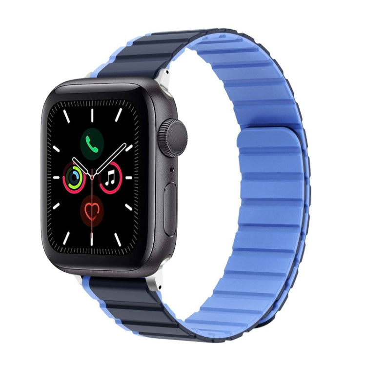 For Apple Watch Series 5 44mm ZGA Two Color Magnetic Silicone Watch Band(Dark Blue+Light Blue) - Watch Bands by ZGA | Online Shopping South Africa | PMC TechLife | Buy Now Pay Later Mobicred