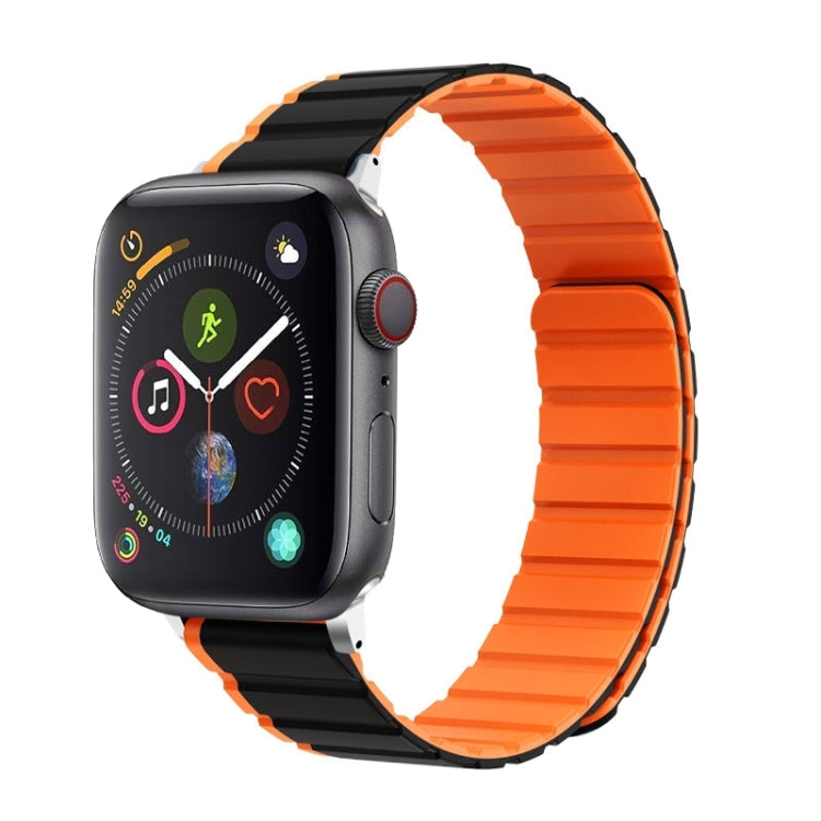 For Apple Watch Series 4 44mm ZGA Two Color Magnetic Silicone Watch Band(Black+Orange) - Watch Bands by ZGA | Online Shopping South Africa | PMC TechLife | Buy Now Pay Later Mobicred