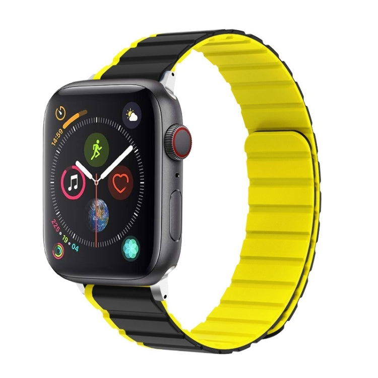 For Apple Watch Series 4 44mm ZGA Two Color Magnetic Silicone Watch Band(Grey+Yellow) - Watch Bands by ZGA | Online Shopping South Africa | PMC TechLife | Buy Now Pay Later Mobicred