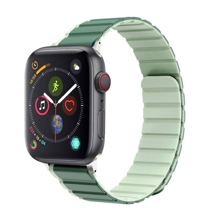 For Apple Watch Series 4 44mm ZGA Two Color Magnetic Silicone Watch Band(Dark Green+Light Green) - Watch Bands by ZGA | Online Shopping South Africa | PMC TechLife | Buy Now Pay Later Mobicred