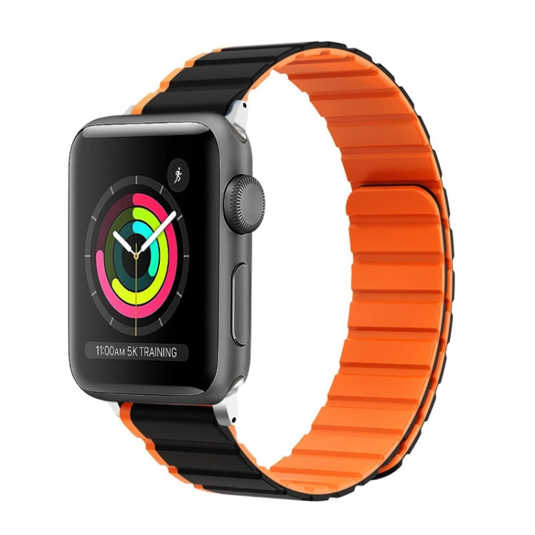 For Apple Watch 42mm ZGA Two Color Magnetic Silicone Watch Band(Black+Orange) - Watch Bands by ZGA | Online Shopping South Africa | PMC TechLife | Buy Now Pay Later Mobicred