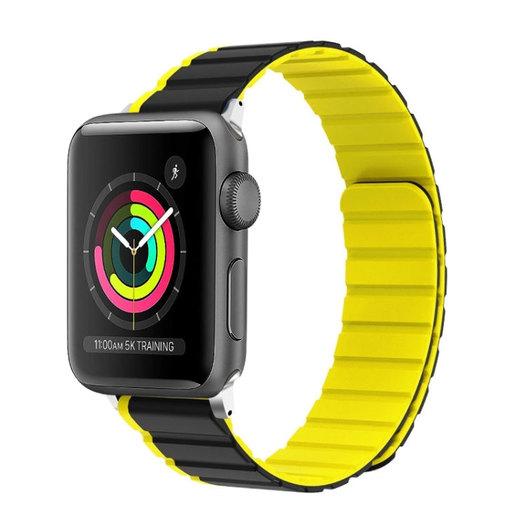 For Apple Watch 42mm ZGA Two Color Magnetic Silicone Watch Band(Grey+Yellow) - Watch Bands by ZGA | Online Shopping South Africa | PMC TechLife | Buy Now Pay Later Mobicred