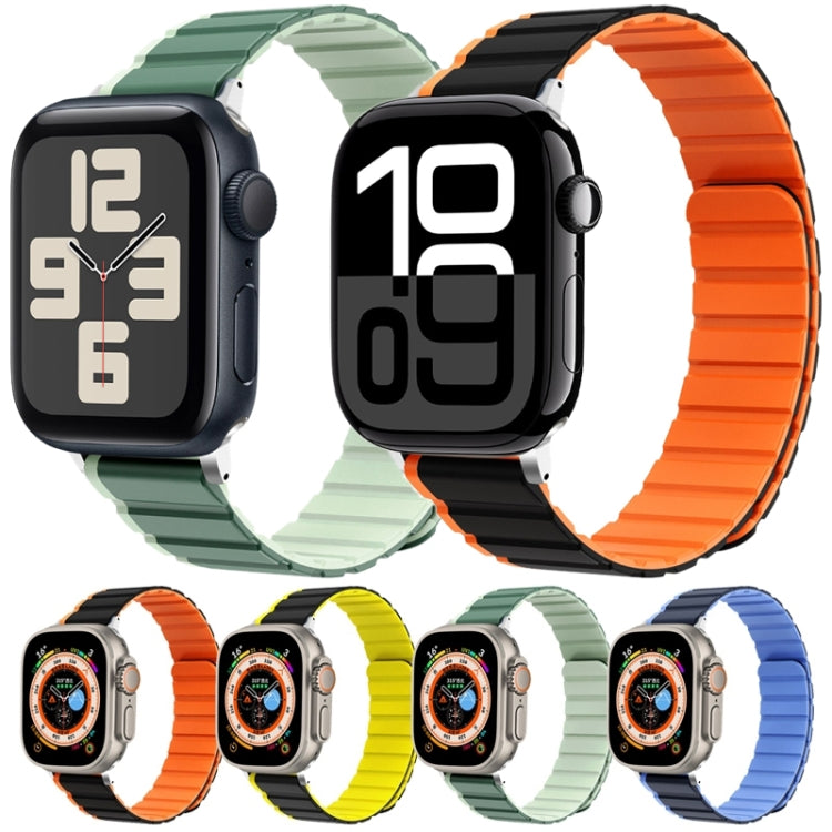 For Apple Watch SE 44mm ZGA Two Color Magnetic Silicone Watch Band(Grey+Yellow) - Watch Bands by ZGA | Online Shopping South Africa | PMC TechLife | Buy Now Pay Later Mobicred