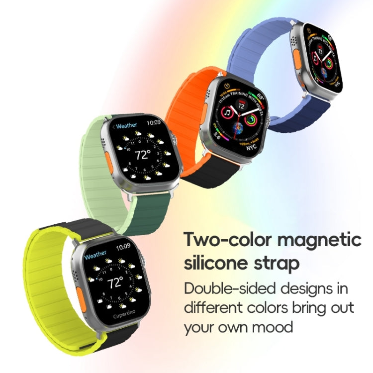 For Apple Watch Series 9 45mm ZGA Two Color Magnetic Silicone Watch Band(Black+Orange) - Watch Bands by ZGA | Online Shopping South Africa | PMC TechLife | Buy Now Pay Later Mobicred