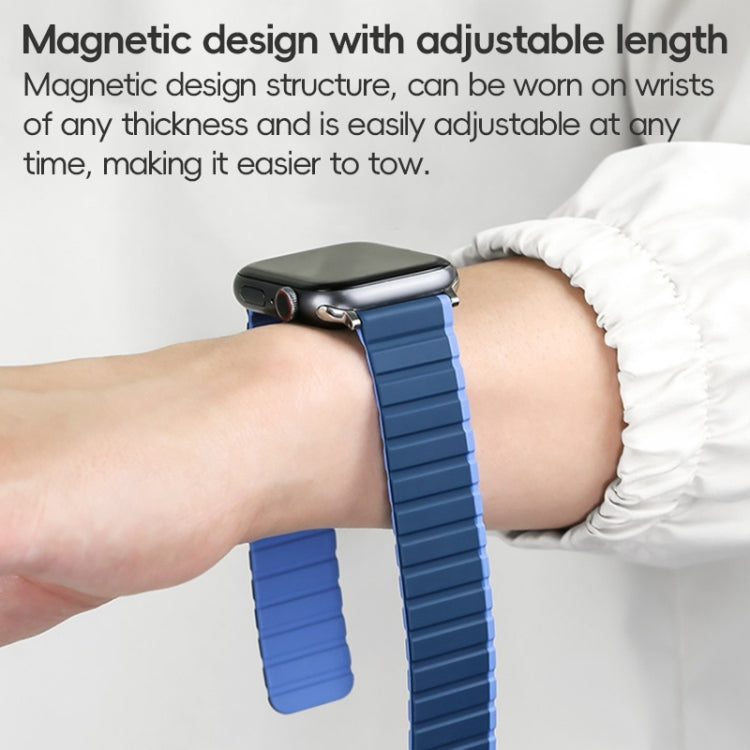 For Apple Watch Series 5 44mm ZGA Two Color Magnetic Silicone Watch Band(Dark Blue+Light Blue) - Watch Bands by ZGA | Online Shopping South Africa | PMC TechLife | Buy Now Pay Later Mobicred