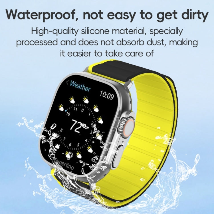 For Apple Watch Series 9 45mm ZGA Two Color Magnetic Silicone Watch Band(Grey+Yellow) - Watch Bands by ZGA | Online Shopping South Africa | PMC TechLife | Buy Now Pay Later Mobicred