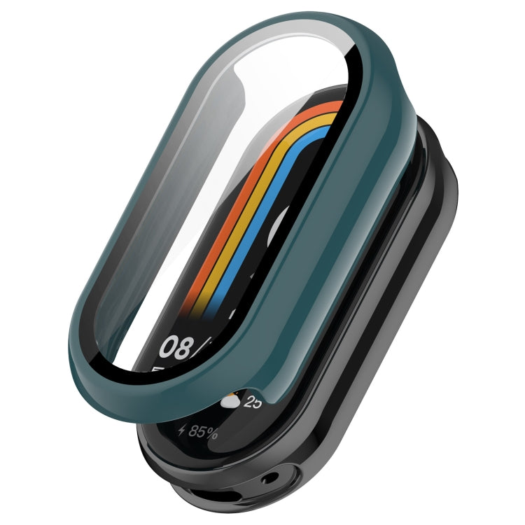 For Xiaomi Mi Band 8 PC + Tempered Film Integrated Protective Watch Case(Pine Green) - Watch Cases by PMC TechLife | Online Shopping South Africa | PMC TechLife