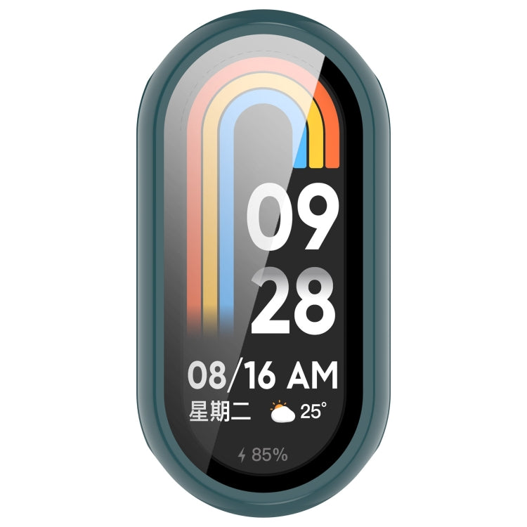 For Xiaomi Mi Band 8 PC + Tempered Film Integrated Protective Watch Case(Pine Green) - Watch Cases by PMC TechLife | Online Shopping South Africa | PMC TechLife
