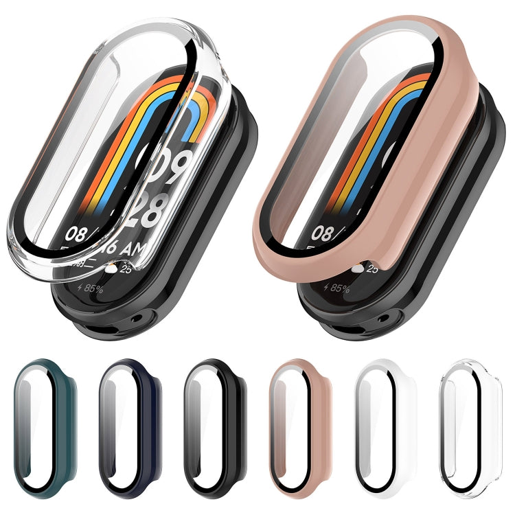 For Xiaomi Mi Band 8 PC + Tempered Film Integrated Protective Watch Case(Transparent White) - Watch Cases by PMC TechLife | Online Shopping South Africa | PMC TechLife