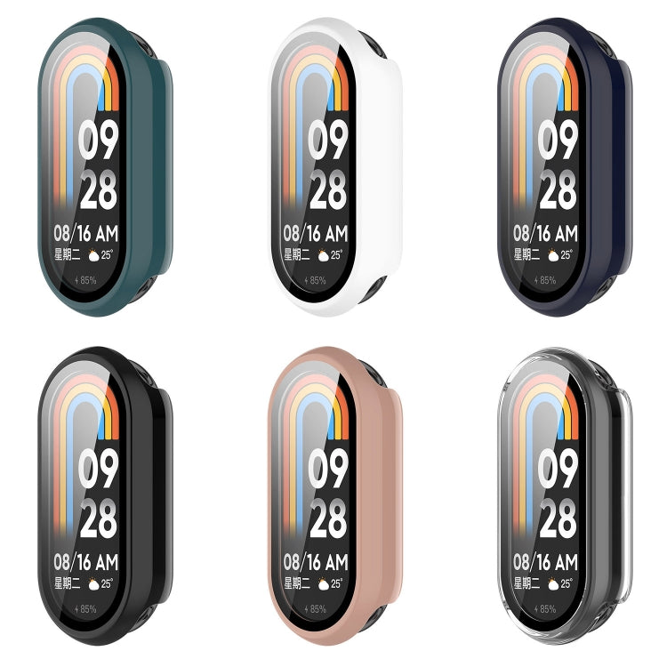 For Xiaomi Mi Band 8 PC + Tempered Film Integrated Protective Watch Case(Pine Green) - Watch Cases by PMC TechLife | Online Shopping South Africa | PMC TechLife