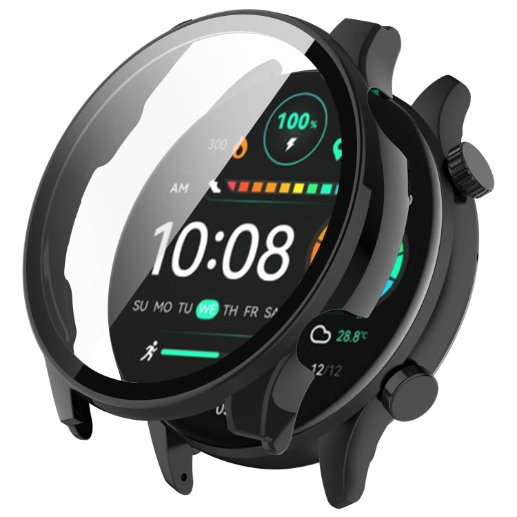 For Xiaomi Haylou RT3 / Solar Plus LS16 PC + Tempered Film Integrated Watch Protective Case(Black) - Watch Cases by PMC TechLife | Online Shopping South Africa | PMC TechLife