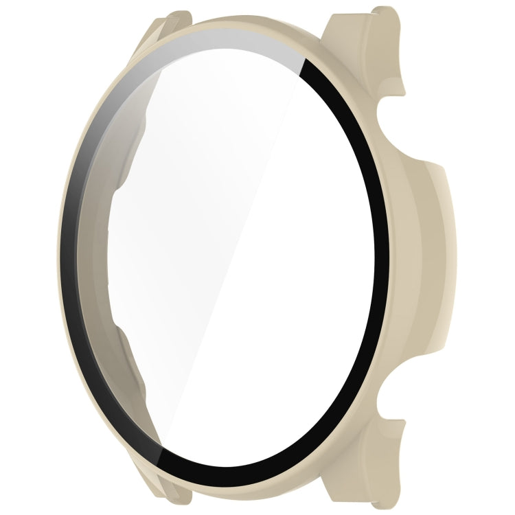 For Xiaomi Haylou RT3 / Solar Plus LS16 PC + Tempered Film Integrated Watch Protective Case(Ivory White) - Watch Cases by PMC TechLife | Online Shopping South Africa | PMC TechLife