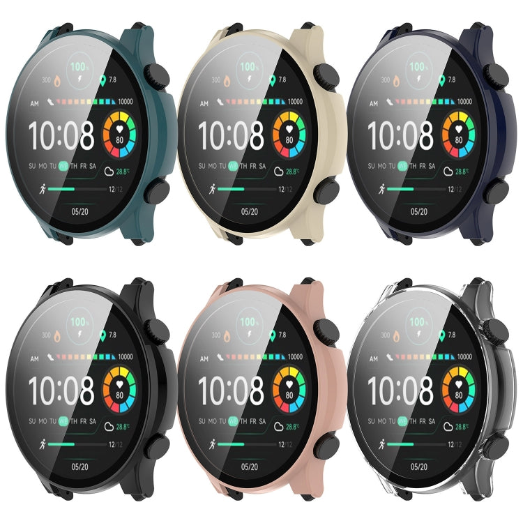 For Xiaomi Haylou RT3 / Solar Plus LS16 PC + Tempered Film Integrated Watch Protective Case(Black) - Watch Cases by PMC TechLife | Online Shopping South Africa | PMC TechLife