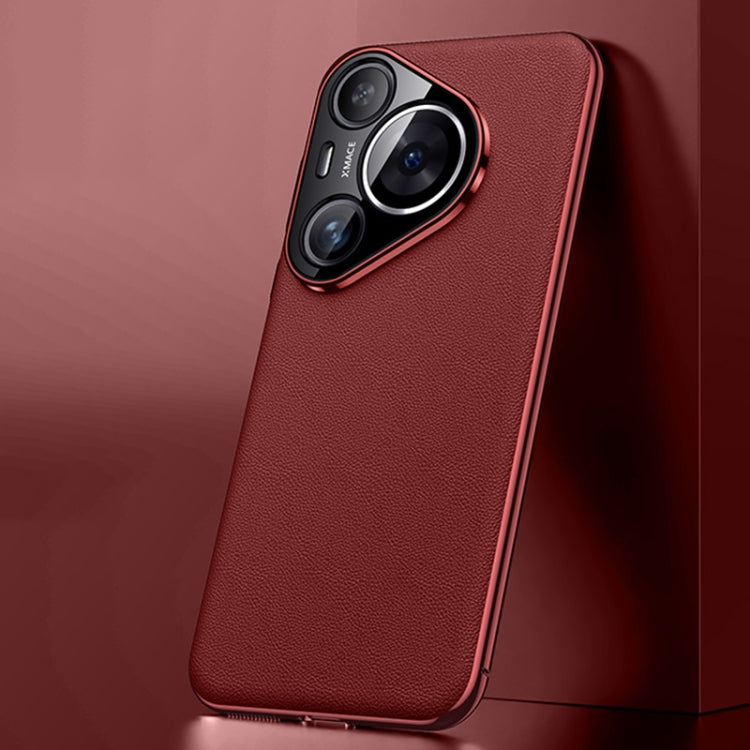 For Huawei Pura 70 Pro / 70 Pro+ Plain Leather Series Shockproof Phone Case(Red) - free shipping - PMC Jewellery - Order now!
