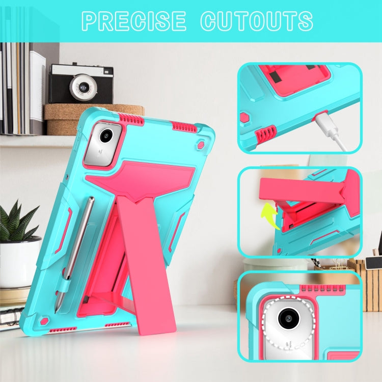For Lenovo Tab M11/ Xiaoxin Pad 11 2024 T Holder Robot Silicone Hybrid PC Tablet Case(Mint Rose Red) - Lenovo by PMC TechLife | Online Shopping South Africa | PMC TechLife | Buy Now Pay Later Mobicred