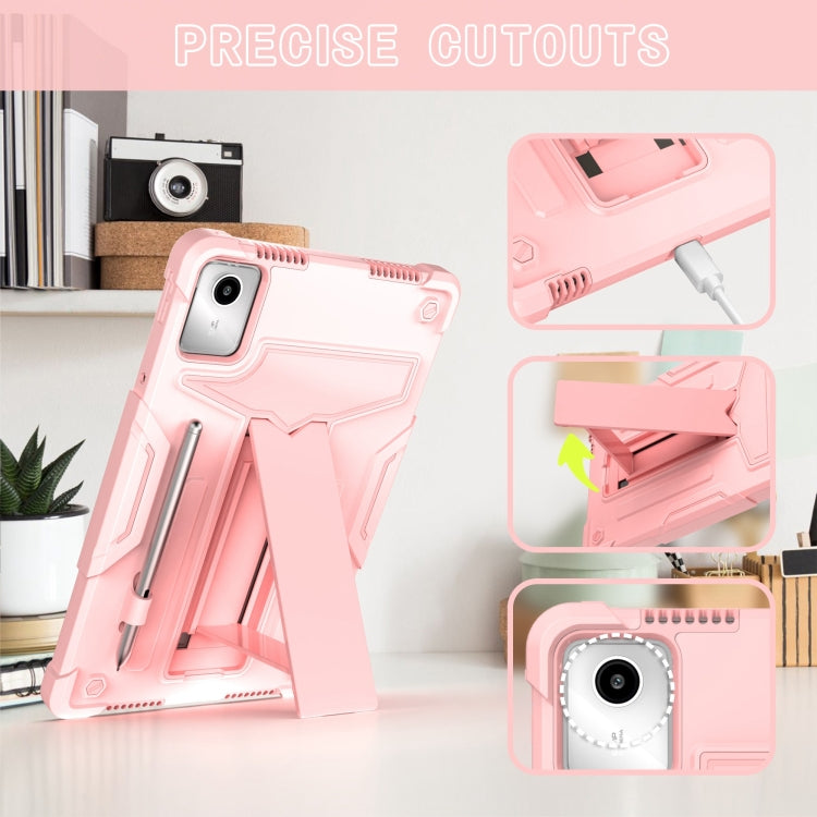 For Lenovo Tab M11/ Xiaoxin Pad 11 2024 T Holder Robot Silicone Hybrid PC Tablet Case(Rose Gold) - Lenovo by PMC TechLife | Online Shopping South Africa | PMC TechLife | Buy Now Pay Later Mobicred