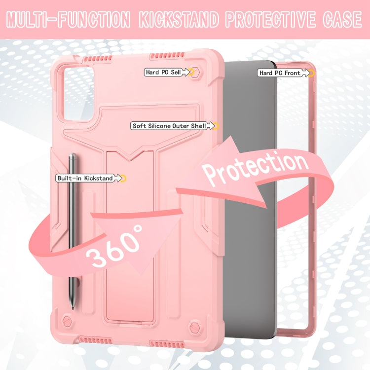 For Lenovo Tab M11/ Xiaoxin Pad 11 2024 T Holder Robot Silicone Hybrid PC Tablet Case(Rose Gold) - Lenovo by PMC TechLife | Online Shopping South Africa | PMC TechLife | Buy Now Pay Later Mobicred
