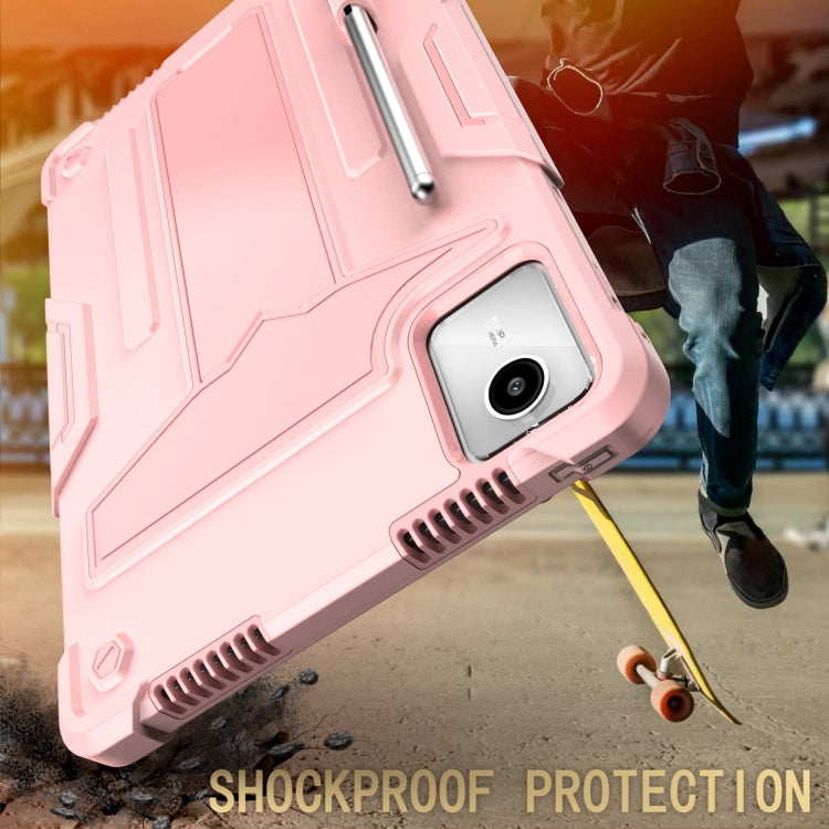 For Lenovo Tab M11/ Xiaoxin Pad 11 2024 T Holder Robot Silicone Hybrid PC Tablet Case(Rose Gold) - Lenovo by PMC TechLife | Online Shopping South Africa | PMC TechLife | Buy Now Pay Later Mobicred