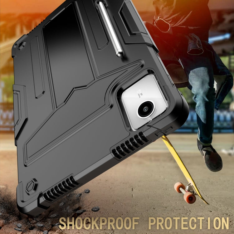 For Lenovo Tab M11/ Xiaoxin Pad 11 2024 T Holder Robot Silicone Hybrid PC Tablet Case(Black) - Lenovo by PMC Jewellery | Online Shopping South Africa | PMC Jewellery | Buy Now Pay Later Mobicred